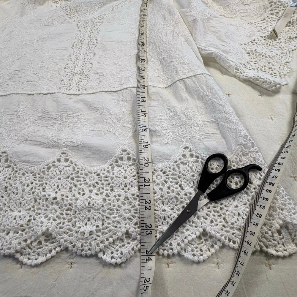 Democracy Embroidered Lace Top Women's S White Fairy Festival Boho - Picture 11 of 14